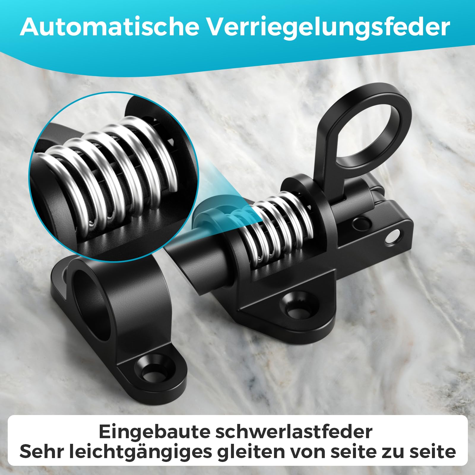 2 Stück Automatische Türriegel, Federriegel Schlossriegel, Riegelschloss Gartentor Riegel Schubriegel mit Schrauben, Schiebeschloss für Fenster, Schranktüren, Gartentore, Tierkäfige usw 4