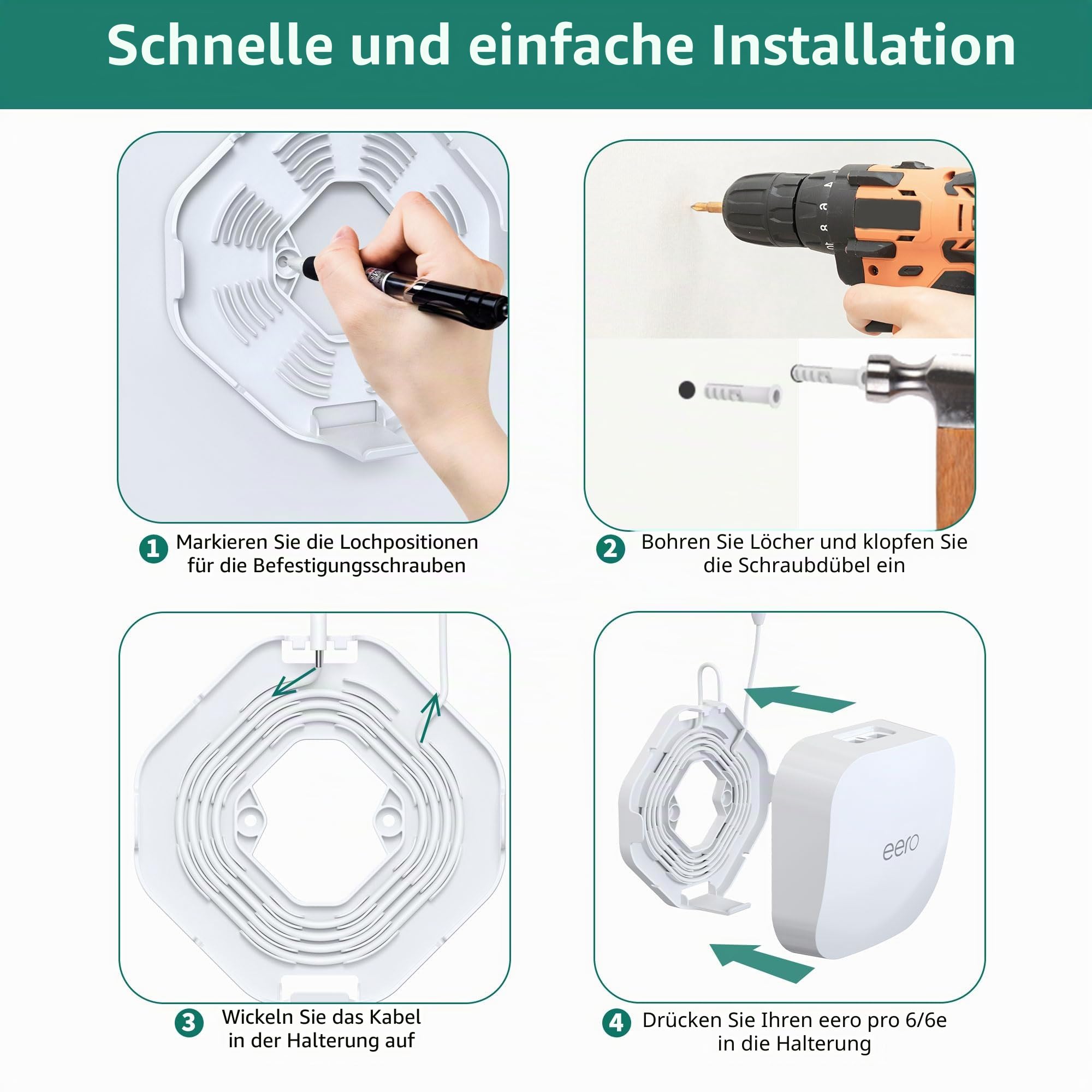 HomeMount Wandhalterung für eero Pro 6/6e – Kabelmanagement, 1 Stück 9