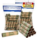 1InTheOffice Dime Coin Wrappers, Paper Coin Roll Wrappers, Preformed, 36 Wrappers/Pack, 2 Pack
