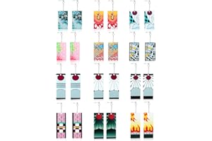 KAERUN 12 Pairs Women's Tanjiro Earrings Anime Demon Slayer Earrings Cosplay Fashion Double-sided Acrylic Alloy Resin Earring for Friends Mother and Daughter Halloween Christmas Birthday Jewelry Gifts