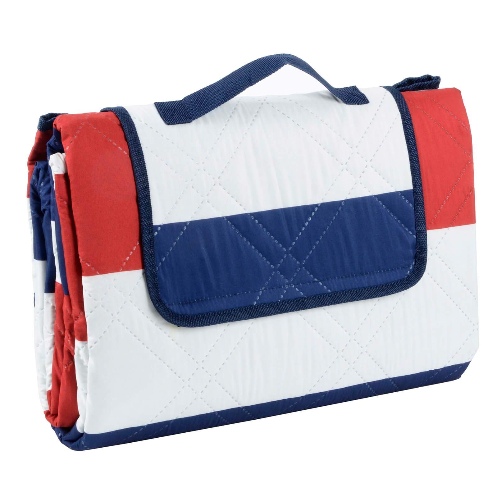 Azuma Family Picnic Blanket Waterproof Travel Rug Camping Mat Blue Red Stripe XXL 200x200cm