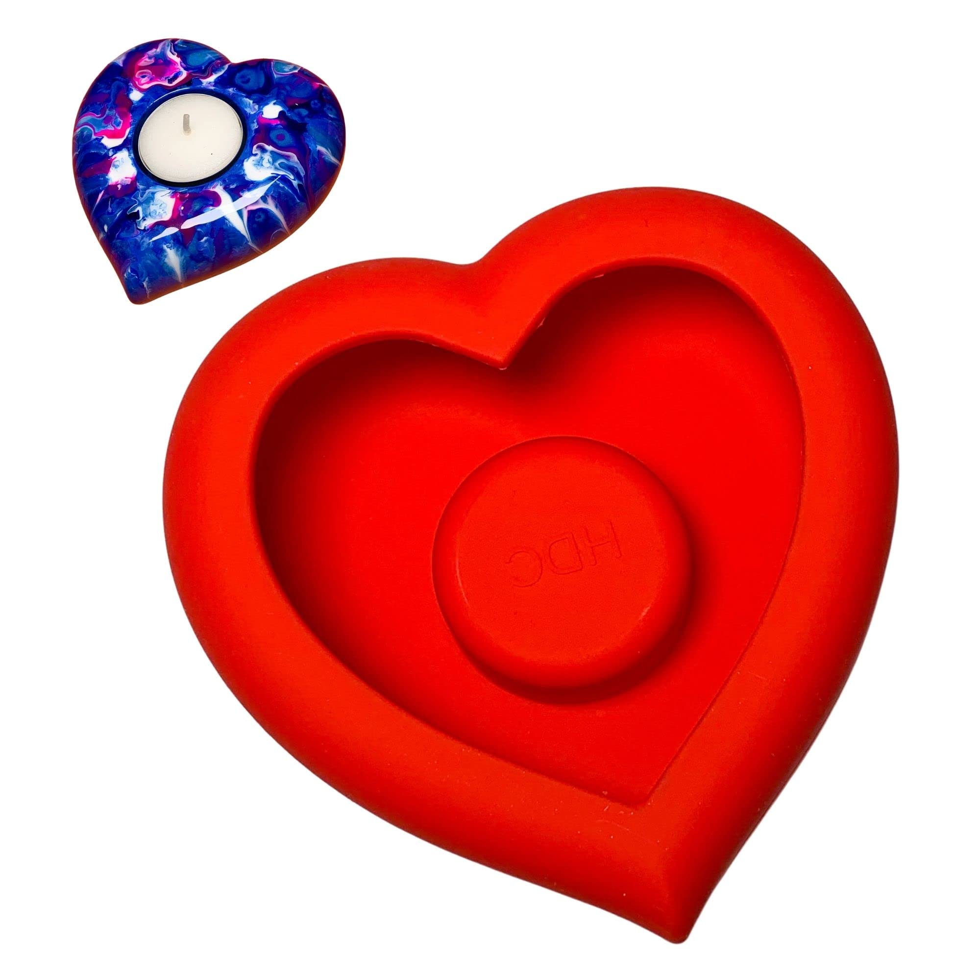 Heart Mold - Tea Light Candle Holder Silicone - by Happy Dotting Company - Rock Painting - Tea-Light Molds - Valentines Day Crafts - Gypsum Casting – Dotting Mandala Art DIY & Creative Projects