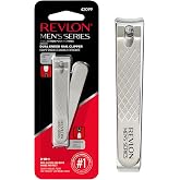Revlon Men's Series Dual-Ended Nail Clipper, 1 Count | Dual-ended stainless steel nail clipper with straight and curved edges for fingernail and toenail trimming.
