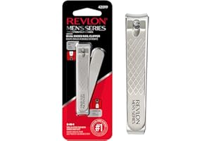 Revlon Dual-Ended Nail Clipper for Men, Straight and Curved Edges, For Fingernail and Toenail Trimming, Stainless Steel, 1 co