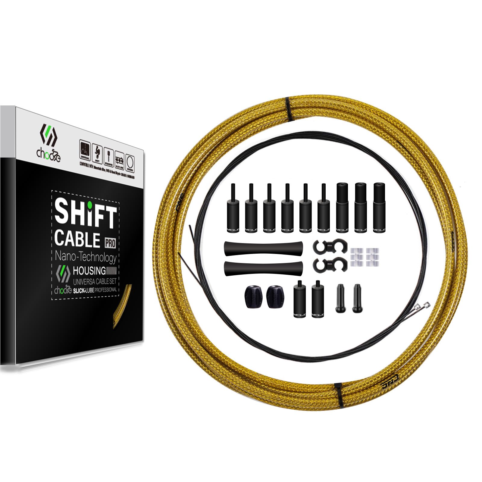 Photo 1 of CNC Bike Shifter Cable Set for Shimano/SRAM,Road Bike Derailleur Cable?Gear Cable Housing Coated Braided & Teflon Inner line for Bicycle/Mountain Bike?Black/Gold/Silver/Titanium Silver?