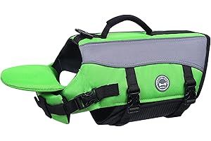 VIVAGLORY Dog Life Jacket with Removable Front Float, Life Vest for Dogs with Reflective Trims & Extra Padding for Swimming & Boating, Bright Green, S