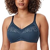 DELIMIRA Women's Mastectomy Pockets Wireless Post-Surgery Plus Size Cotton Sleep Bralette Bra