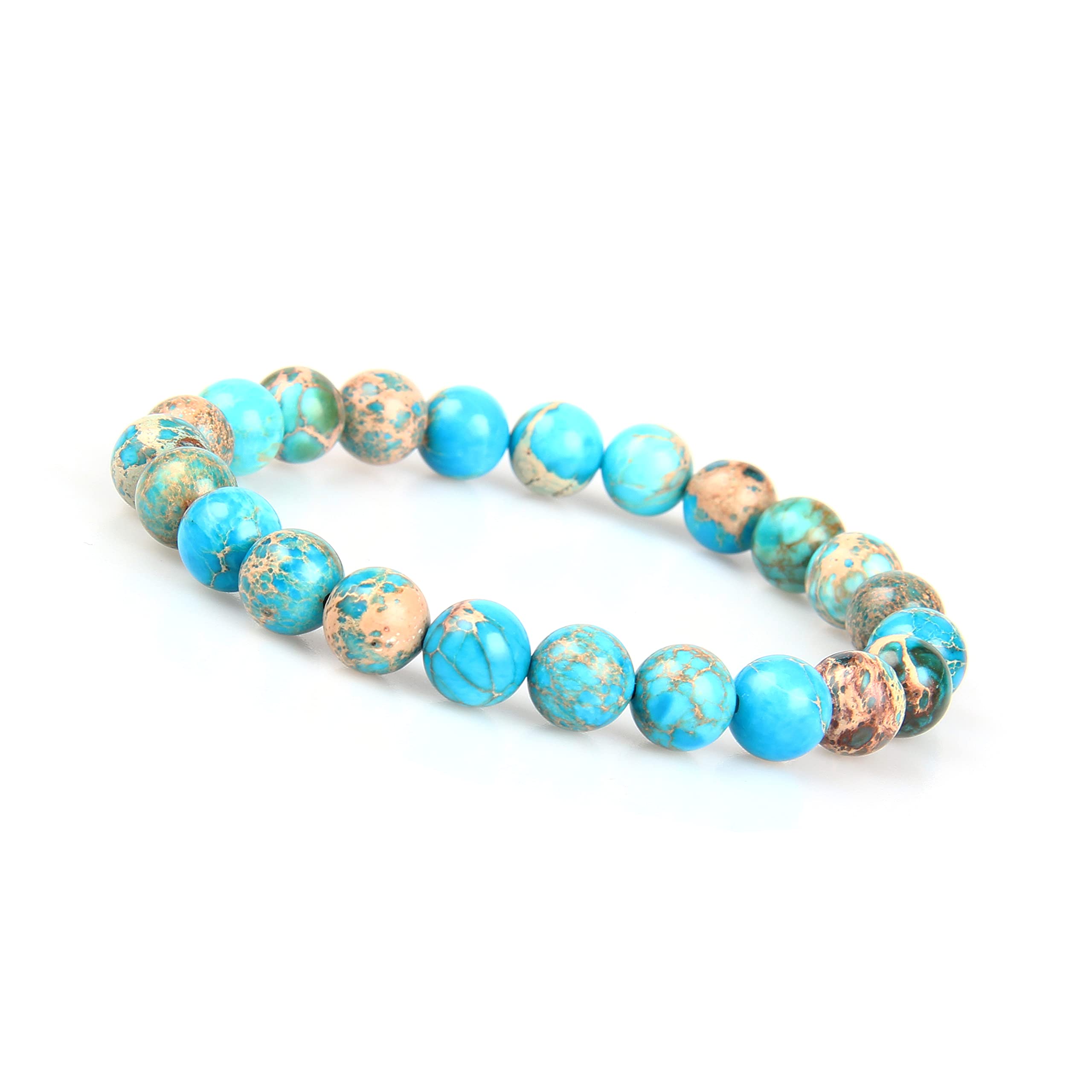 GD GOOD.designs EST. 2015 Chakra bead bracelet turquoise for men and women I Made from 8 mm marine sediment jasper natural stones I Single-coloured unisex bead chakra wristband — image 1
