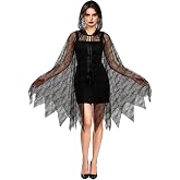 BOARDFEB Lace Spider Web Cape with Hood, Black Halloween Witch Costume | Black Lace Spider Web Cape,Premium Lightweight and Breathable Lace Fabric,One Size Fits Most for Halloween Costumes, Cosplay