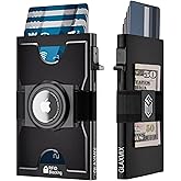GLAXMIX AirTag Wallet Men-Card Holder Wallet with RFID Blocking- Minimalist Everyday Carry Aluminium Wallet with Expandable Backplate - Holds 10 Cards plus Cash (Black)