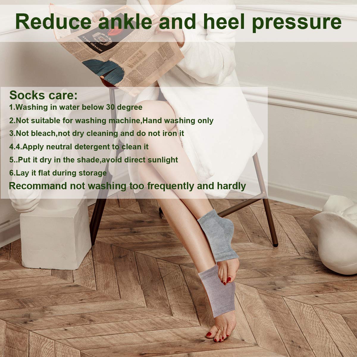 Vented Moisturizing Gel Heel Socks, 3 Pairs Toeless Spa Sock for Foot Care Treatment, Cracked Heels, Dry Feet, Foot Calluses (Green, Grey, Pink) : Beauty