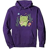 Kawaii Cottagecore Cute Frog Banjo Butterfly Pullover Hoodie