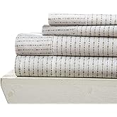 Linen Market Double-Brushed Patterned Microfiber King Sheet Set 4 Piece – Oeko-TEX Certified Ultra Soft & Wrinkle-Free - 16" Deep Pocket Sheets - Easy Care King Size - Beaded Arrows Sage