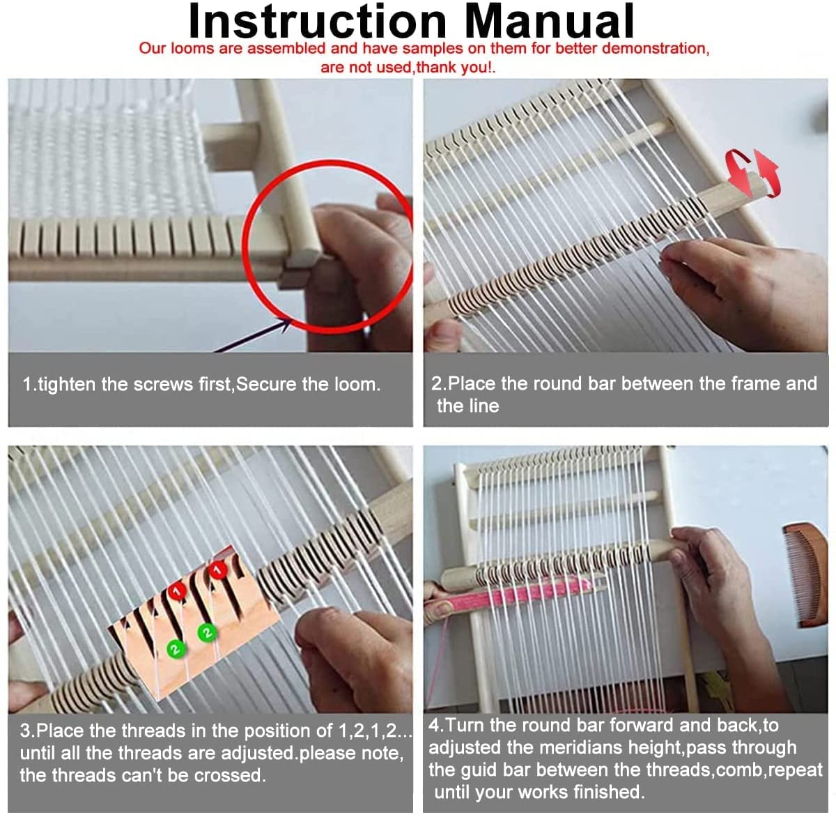 Weaving Loom Kit,Wooden Multi-Craft Weaving Loom Tapestry Loom Large Frame 9.85x 15.5inch,DIY Hand-Knitting Weaving Machinewith Loom Stick Bar for Kids, Adult and Beginners Handcraft Loom