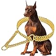 Gold Dog Chain Collar Stainless Steel 18K Gold Dog Collar Adjustable Walking, Metal Cuban Link Dog Collar Chew Proof Double Row Chain Dog Collar for Large Small Medium Dogs (L 22"-24", 18K Gold)