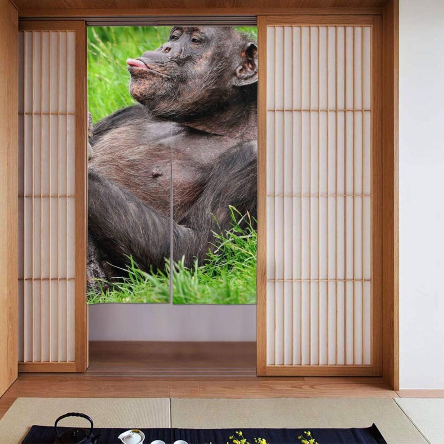 Amazon Co Jp 北欧風 精巧で美しい 室内 目隠し カーテン 飲食店出入 ゴリラゴリラ 2 スタイルフリー り口リビングルーム ポーチ洗面所 キッチン 玄関出入り口 おしゃれ 幅86 143cm 断熱 遮光 防音カーテン Uvカット 並行輸入品 ホーム キッチン