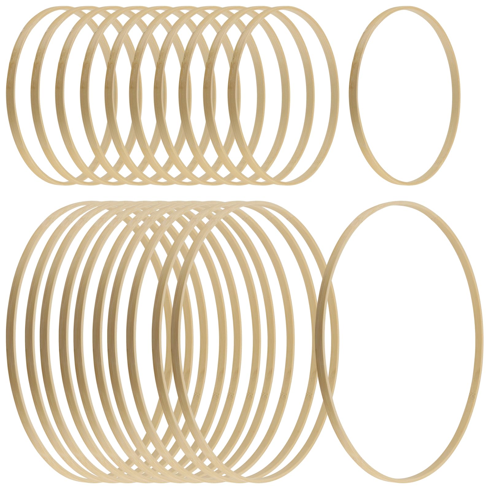 DAKFOOK 20 PCS Wooden Bamboo Floral Hoop, 20cm and 30cm Macrame Craft Hoop Rings, Natural Wooden Wreath Rings Wooden Hoops for Craft, Macrame, Wreath Decor