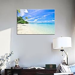 Seaside Landscape Canvas Wall Art Blue Sky And