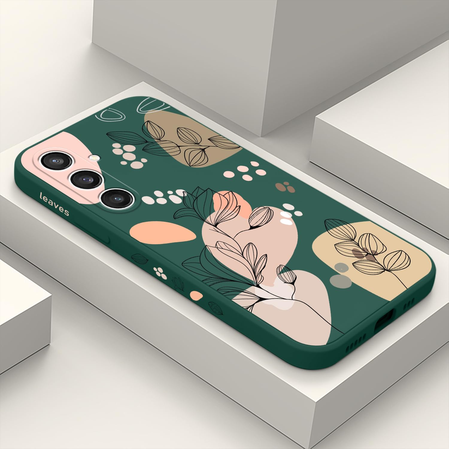 LEECG for Samsung Galaxy S24 Plus Case, Flower Pattern Design Phone Cover Drop Protection Soft Ultra Thin Scratch Resistant Microfiber Lining Inner for Samsung S24 Plus Case-Morandi Green