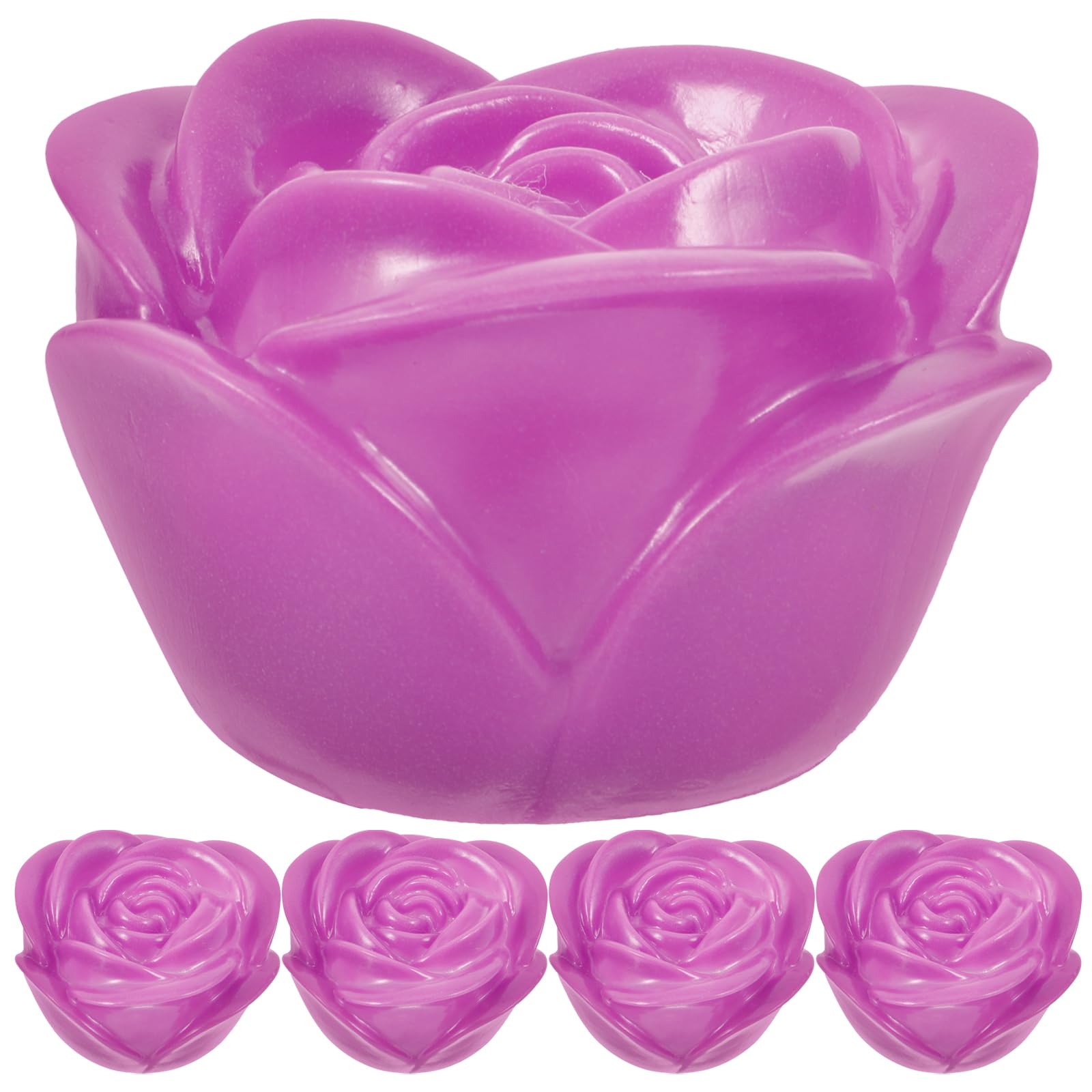 Uonlytech 5 Pcs Flameless Candle Flower Night Light LED Tea Lights Waterproof Floating Rose for Pool Garden Fish Tank Wedding Party Decor Purple