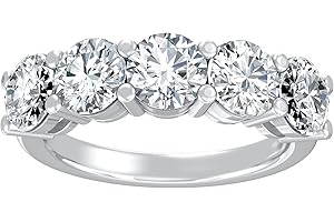 ARAIYA FINE JEWELRY 1/2 Carat - 5 Carat Lab Grown Diamond Five Stone Ring | 14K Solid White or Yellow Gold Wedding Anniversary Band Ring | D-E Color and VS clarity