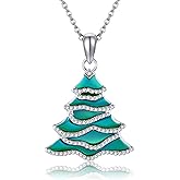 YAFEINI Christmas Necklace S925 Sterling Silver Christmas Tree/Santa Claus Pendant Necklace Christmas Jewelry Gifts for Women Men Mom Wife