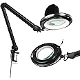 Brightech LightView Pro Magnifying Desk Lamp, 2.25x Light Magnifier with Clamp, Adjustable Magnifying Glass with Light for Crafts, Reading, Close Work - Black