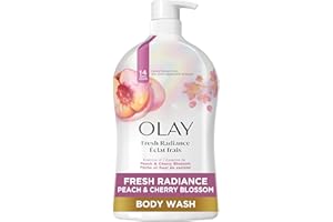 Olay Body Wash for Women, Fresh Radiance, Refreshing & Renewing, Made with Plant Based Cleansers, B3 Botanical Complex, For All Skin Types, Peach & Cherry Blossom Scent, 33 fl oz