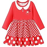 Disney Princess Frozen Elsa Minnie Stitch Floral Toddler Girl Dress A Line Long Sleeve Kids Casual Fall Clothes 2-6 Years