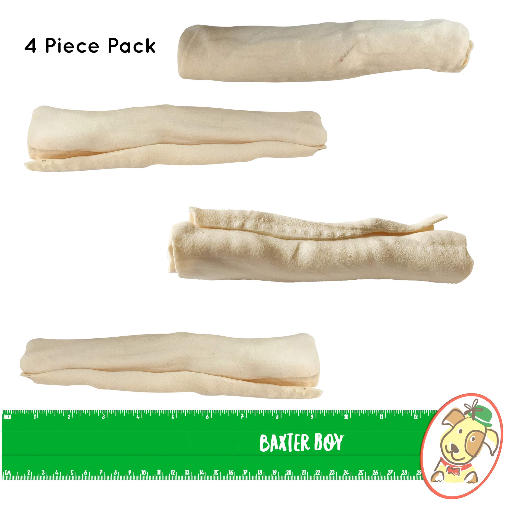 Baxter Boy Premium Rawhide Roll for Dogs Natural Chews Extra Thick Treat – Large 8”– 9” (4 Pack)