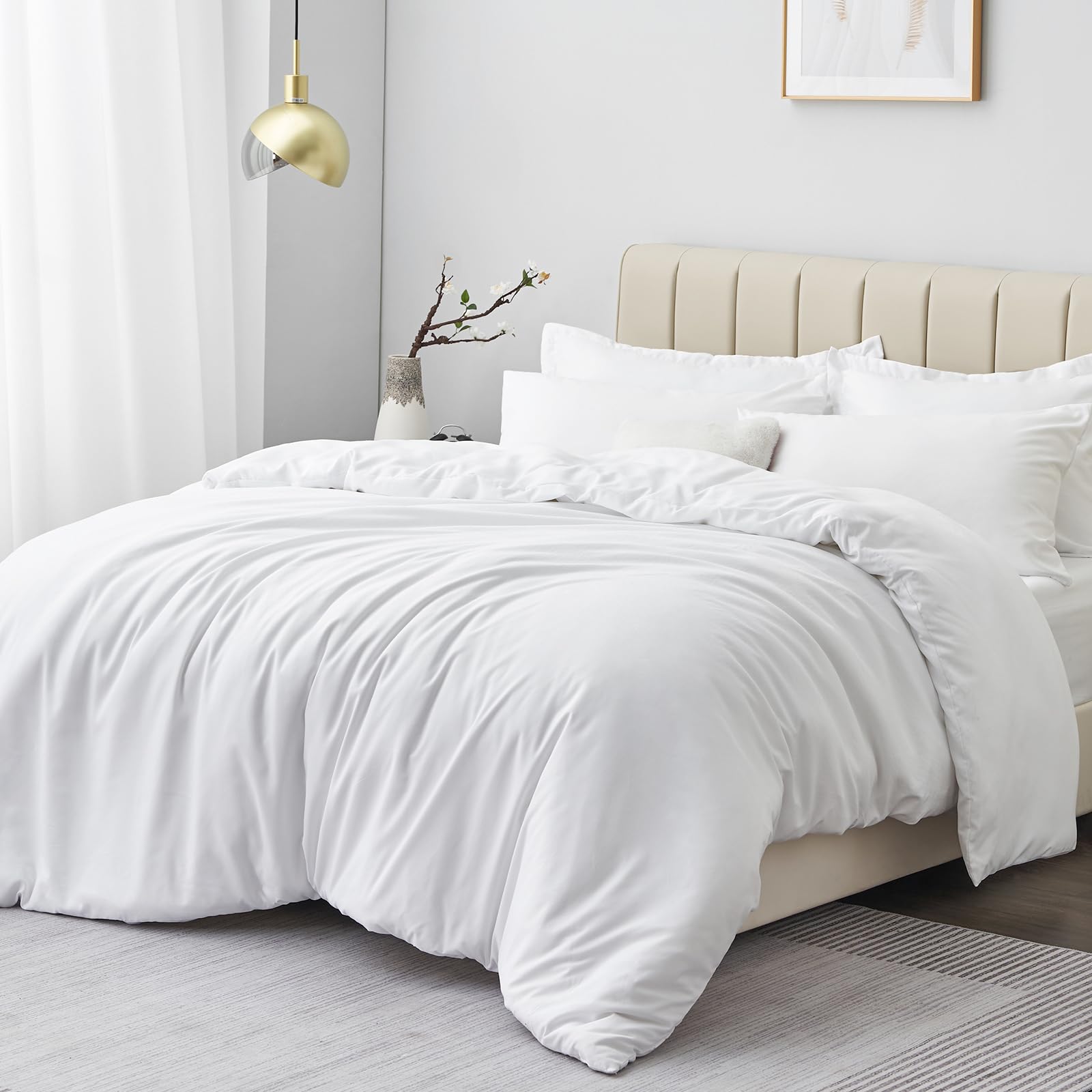 Aisbo King Size Duvet Covers Set White - 3Pcs Bedding Set Kingsize Soft 90gsm Brushed Microfiber Quilt Cover with 2 Pillowcases โ image 1