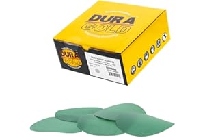 Dura-Gold Premium 5" Green Film Sanding Discs - 400 Grit (Box of 50) - Hook & Loop Backing Sandpaper Discs for DA Sanders, Finishing Fine Cut Abrasive - Sand Automotive Car Paint, Woodworking Wood