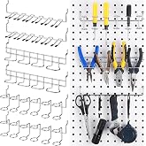 Coume 6pcs Pegboard Screwdriver Holder Organizer Steel Plier Hanger, Silver | Multi Ring Utility Hangers, Garage Workshop Storage, Fits 1/4 Inch Pegboards, Holds Wrenches Accessories for Shop Display