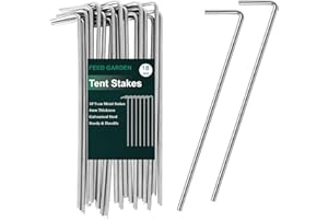 FEED GARDEN 7 Inch Tent Stakes 18 Pack Yard Inflatable Stakes for Outdoor Decorations Metal Pegs Heavy Duty Garden Hooks Camping Tent Spikes for Canopies, Tarp and Outdoor Christmas Decorations