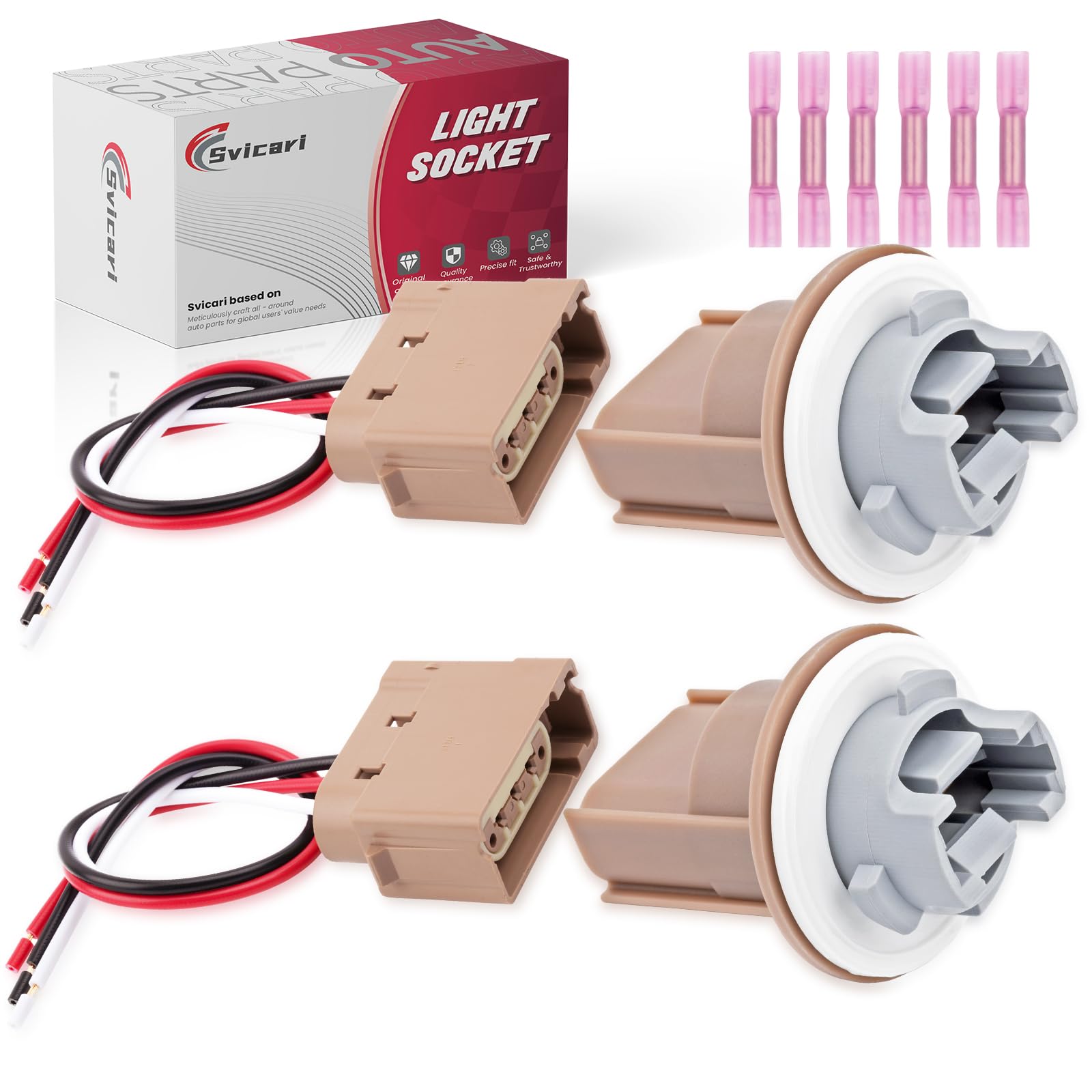 Photo 1 of Svicari 2PCS Turn Signal Socket and Pigtail Connector Fit for Ford Fiesta Focus Escape F150 F250 Mustang Lincoln Car Light Lamp Bulb Plug Holder with Wire Harness Replace #2U5Z13411SA YF1Z13411CA