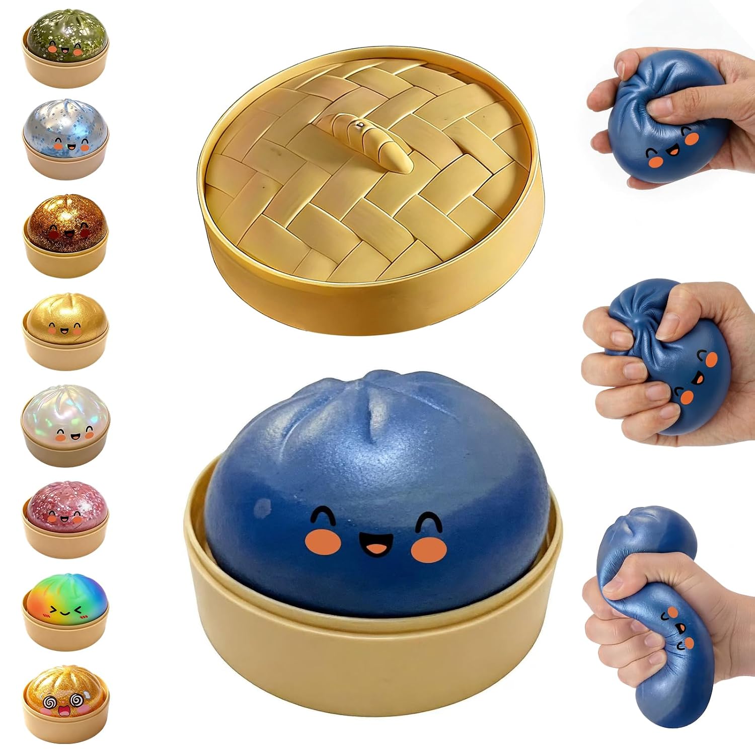 hepanio Glitter Dumpling Squishy,Dumpling Squishies,Glitter Dumpling Mystery Box,Colorful Dumpling Stress Balls Fidget,Jumbo