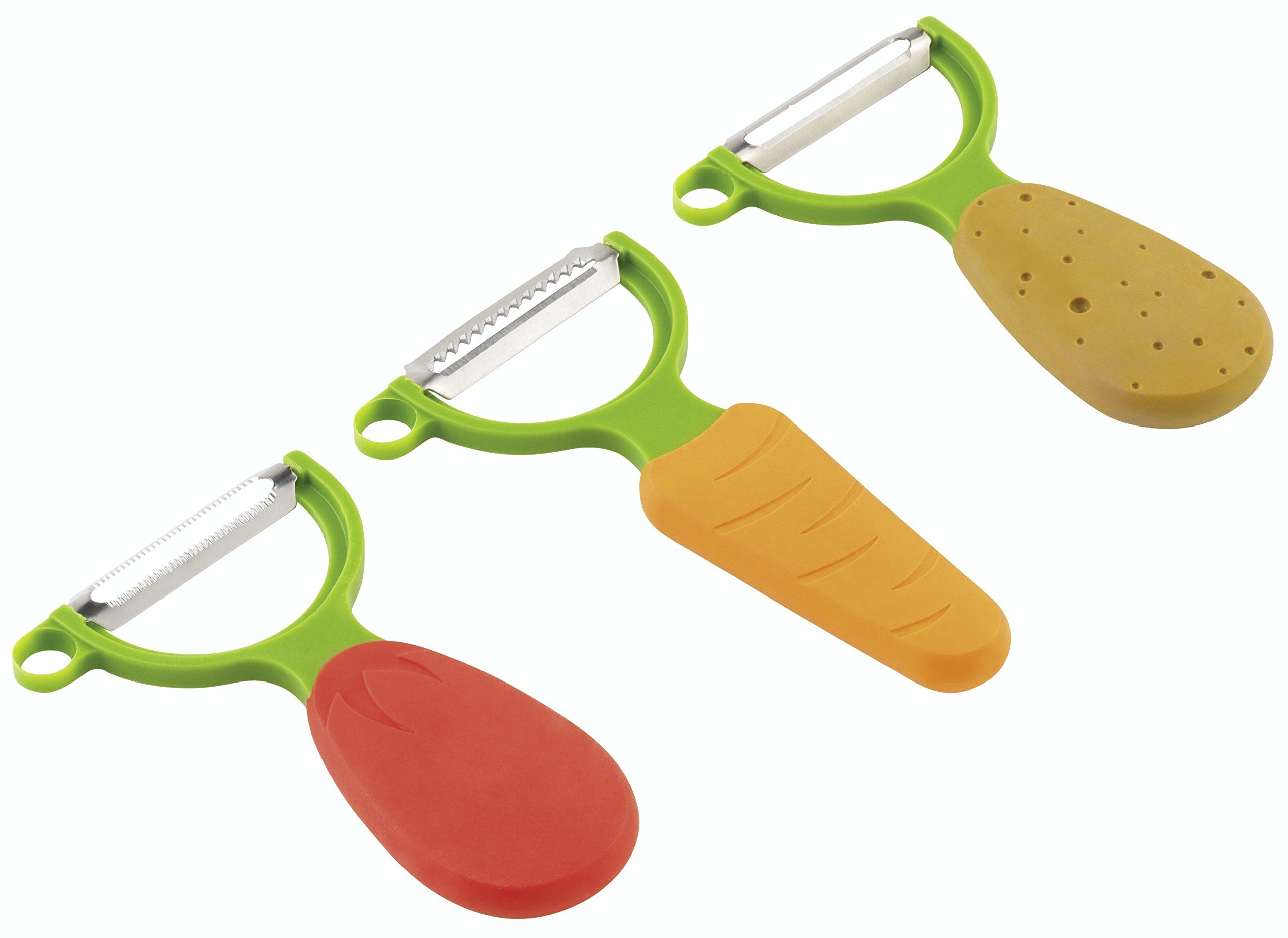 Kuhn Rikon 20403 3-Piece Veggie Peeler Set, Potato / Carrot / Tomato , 13.2 x 7.2 x 1.3 cm