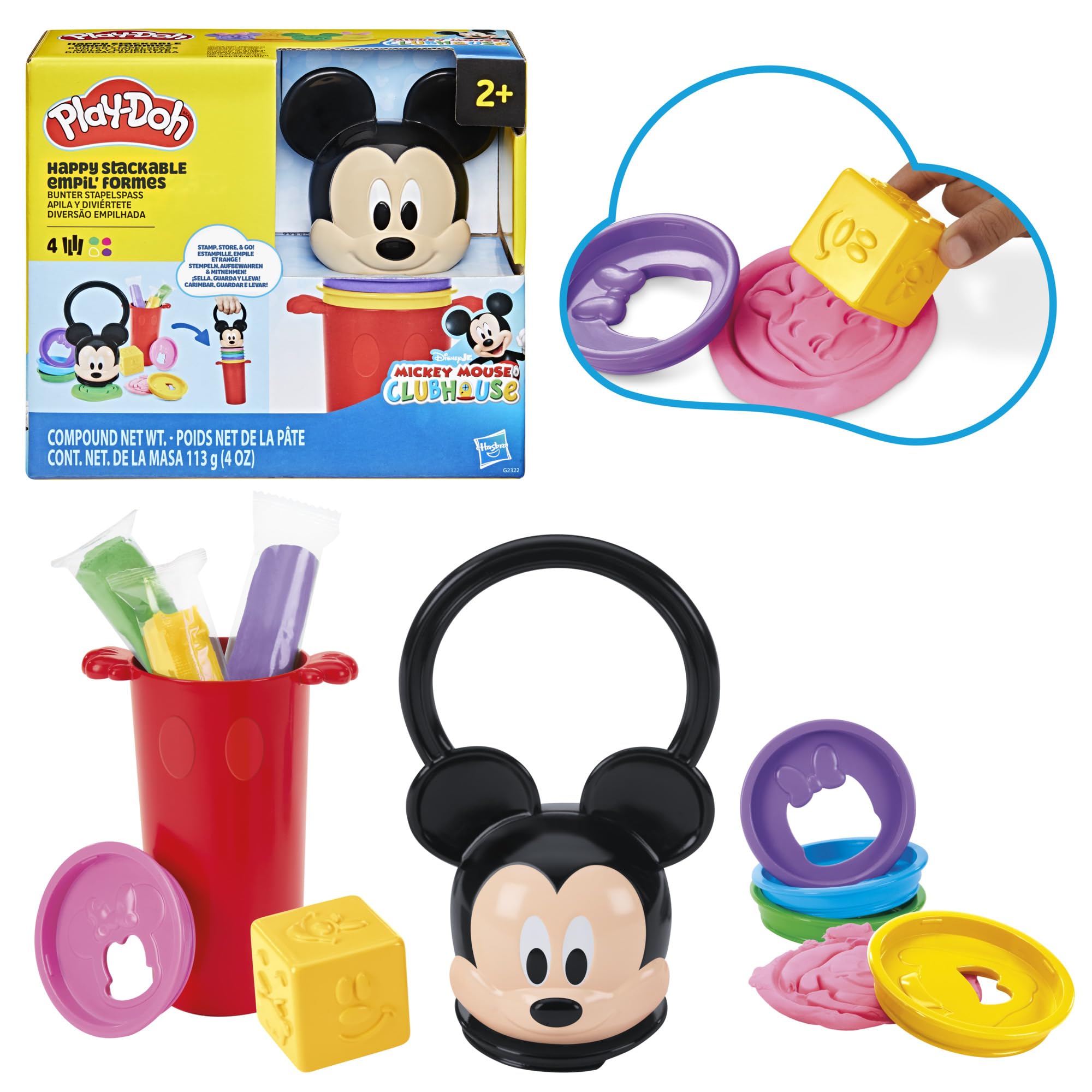 Play-Doh Disney Junior Mickey Mouse Clubhouse, Happy Stackable Toy Set, Preschool Toys, Arts & Crafts Gifts for Kids 2+