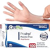 Pro Vinyl Clear Gloves - Medium Size, 100 Count | Latex-Free, Powder-Free, Heavy Duty, Non-Sterile, | Food Prep, Kitchen & Cl