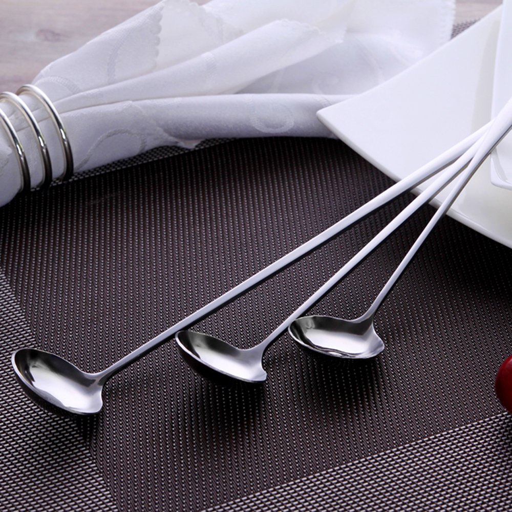 Kitchen Mixing Spoons Stainless Steel Long Handle Spoon for Ice Cream Tea Coffee Smoothies, Set of 3