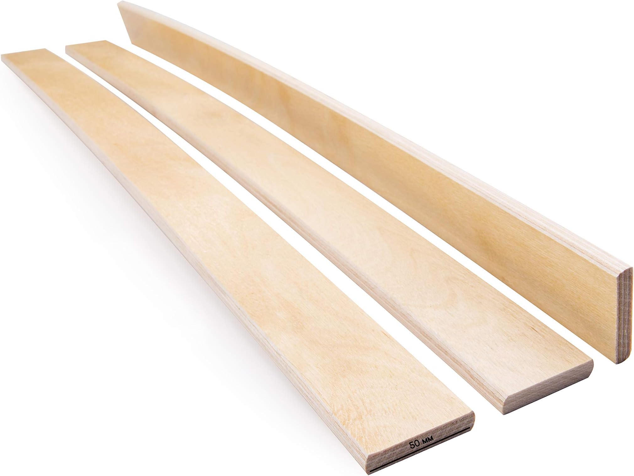 Green Design Pack of 3 Slats 5 cm wide Birch Wood Sprung Bed Base Replacement Slats Single Double (705 mm Long) 3 pcs