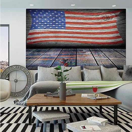 Amazon Com Rustic American Usa Flag Wall Mural Fourth Of July