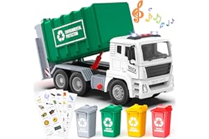 Veslier 15.5" Large Garbage Truck Toys for Boys,Realistic Garbage Truck Toy with Trash Can Lift and Sorting Function, Preschool Children's Garbage Sorting Card,Gift for Boys Age 3 4 5 Years Old.
