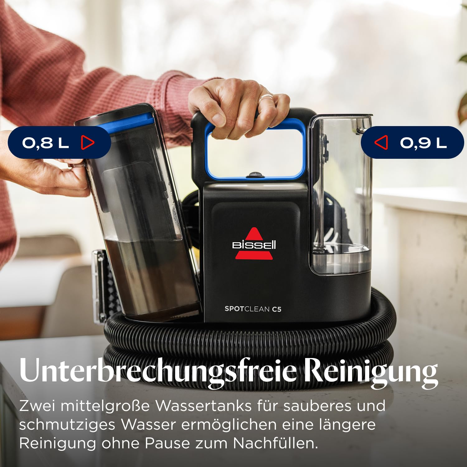 BISSELL SpotClean C5, Polsterreiniger Gerät, Teppichreiniger mit Triple Action System, Leichtgewicht Waschsauger, Nasssauger für Teppiche, Polster, Auto & Mehr, Leistungsstarker 400W Motor, 3861N 8