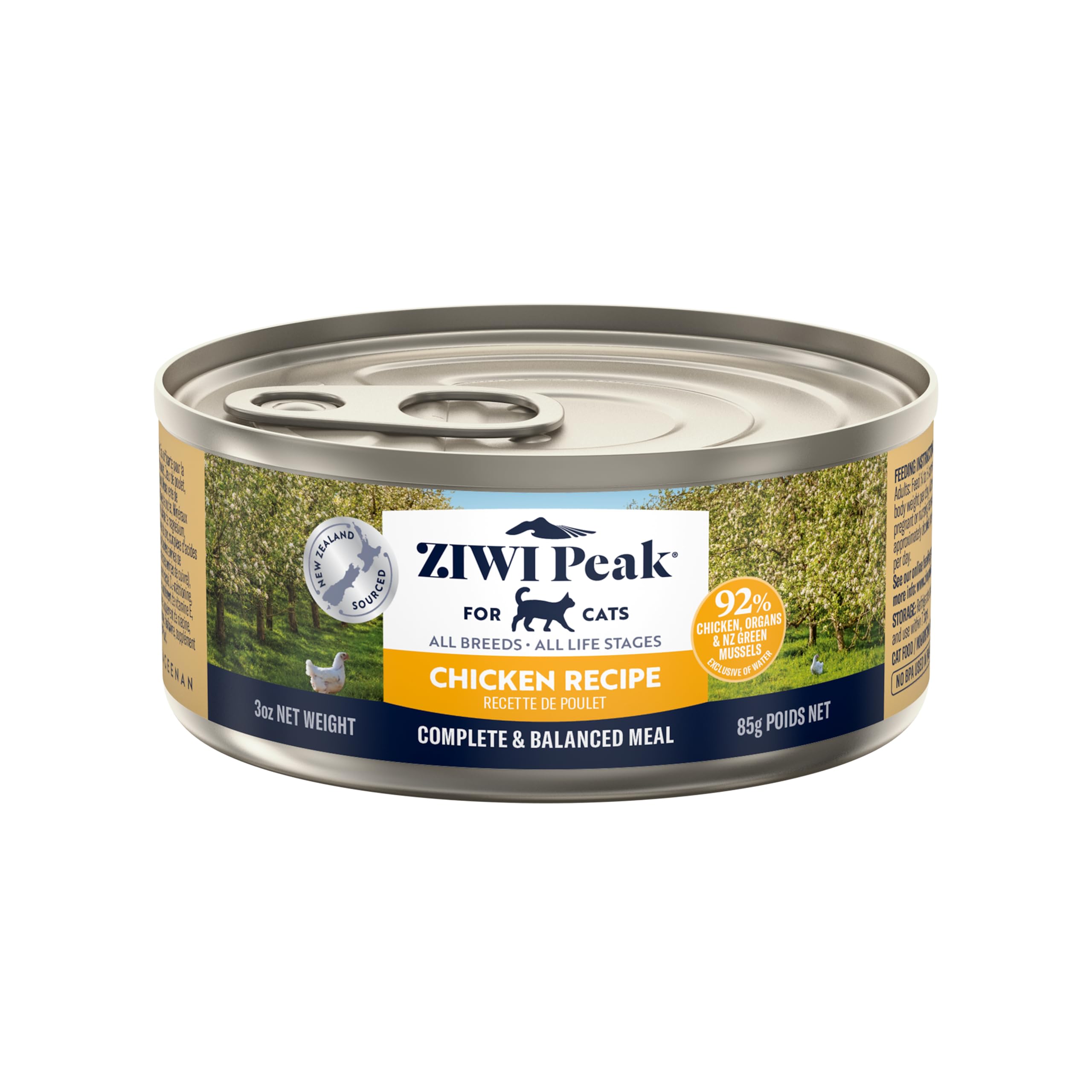 ZIWI Peak Grain Free Cat Food Tins - All Natural High Protein Pate - New Zealand Free Range Chicken Recipe - 24 x 85g Multipack