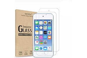 AKWOX (Pack of 2) [Tempered Glass] Screen Protector for iPod Touch 6G (6th Generation) / 5G (5th Generation), [0.33mm Ultra Thin 9H Hardness 2.5D Round Edge] with Lifetime Replacement Warranty