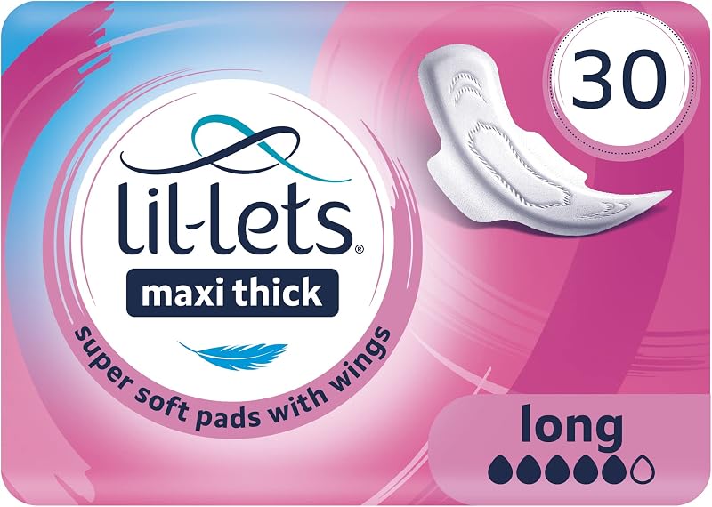 Lil-Lets Maxi Thick Pads with Wings Long Absorbency Unscented 30