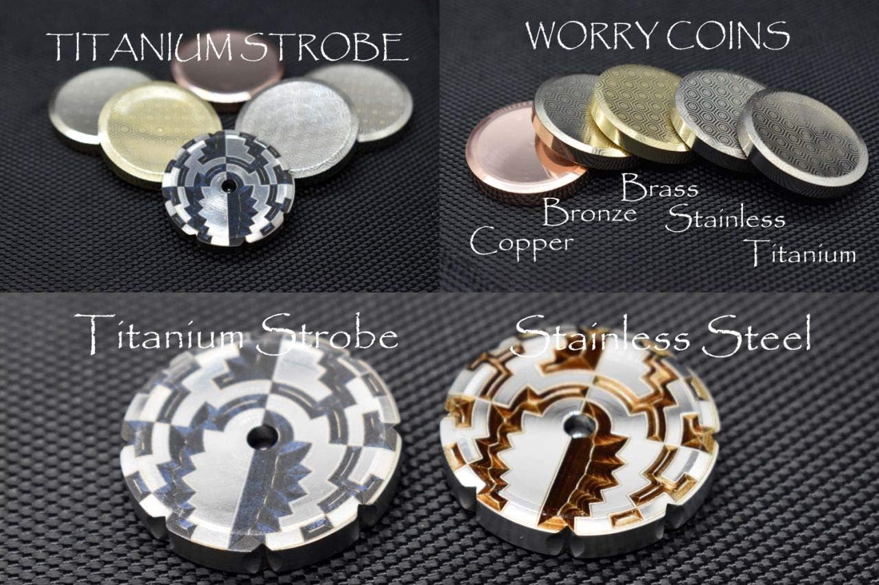MetonBoss Spinning Strobe Effect Worry Coins - Titanium & Stainless Steel | Gift for him Metal Worrycoin Desktop Toy EDC Every Day Carry (Titanium Heat Color)