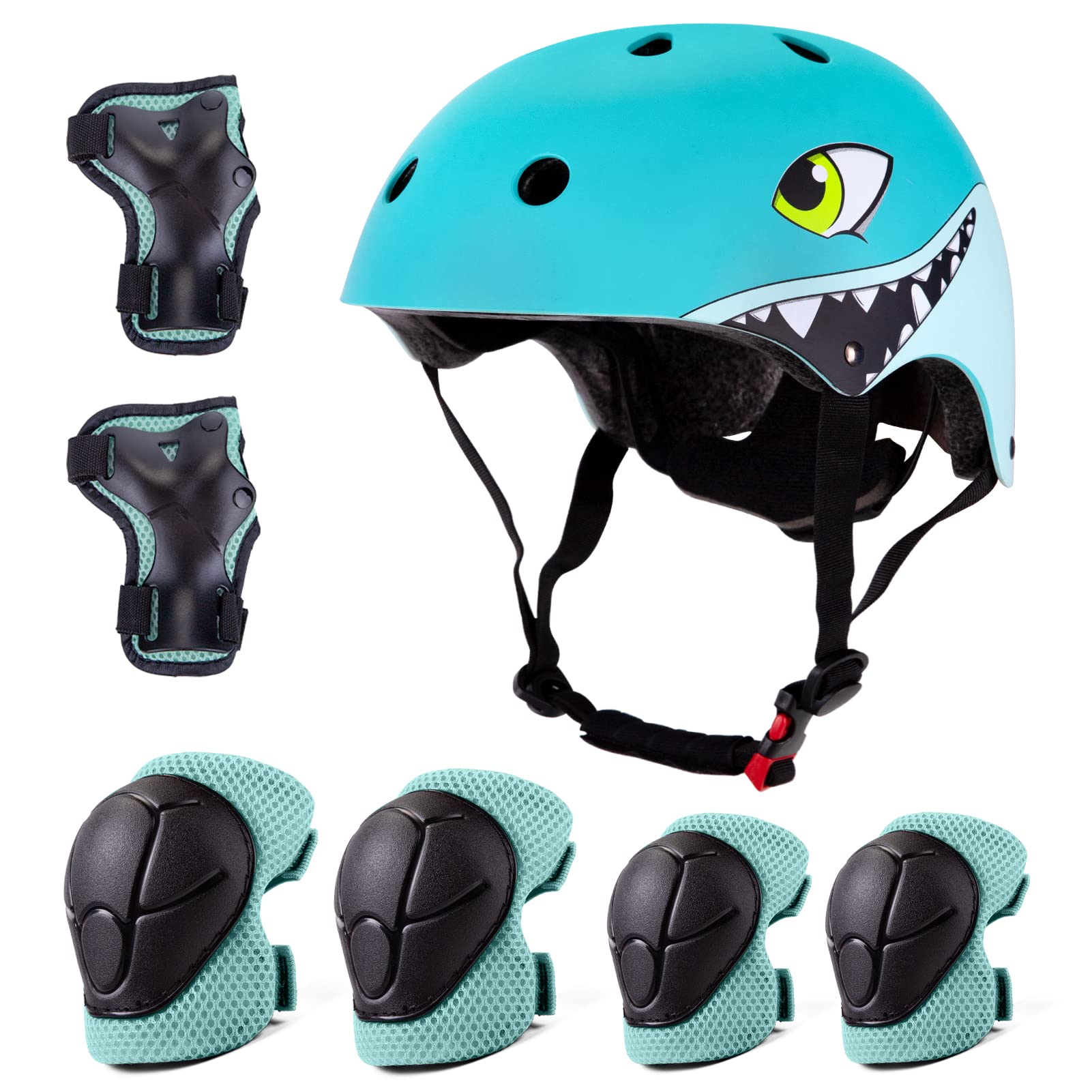 Kids Helmet Boys Girls Lightweight Bike Helmet and Pad sets, Multi-Sport Safety Toys 2 3 4 5 Years Old Children Cartoon Adjustable Elbow Knee Pads Protection Gear for Skateboard Scooter