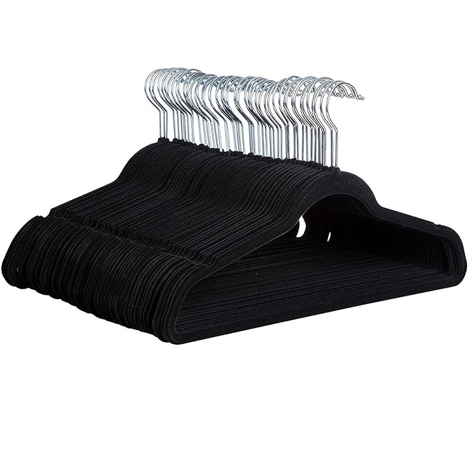 Premium Black Velvet Hangers 100 Pack Ultra Thin Space Saving Suit